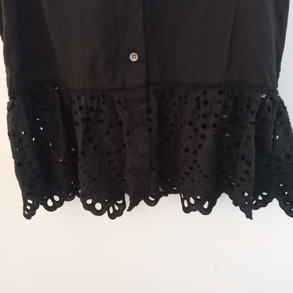 Madewell XS Black Eyelet Mix Top - Picture 6 of 11